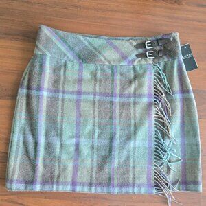 Ralph Lauren Wool plaid tweed wrap mini skirt size 14